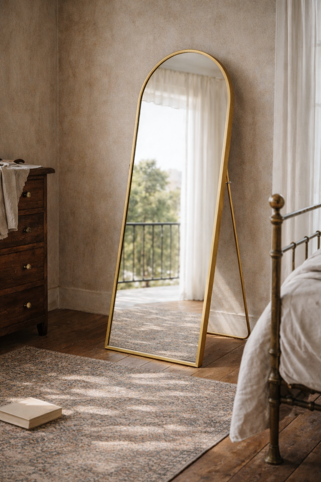 Fiora Gold Arch Full Length Mirror with Stand