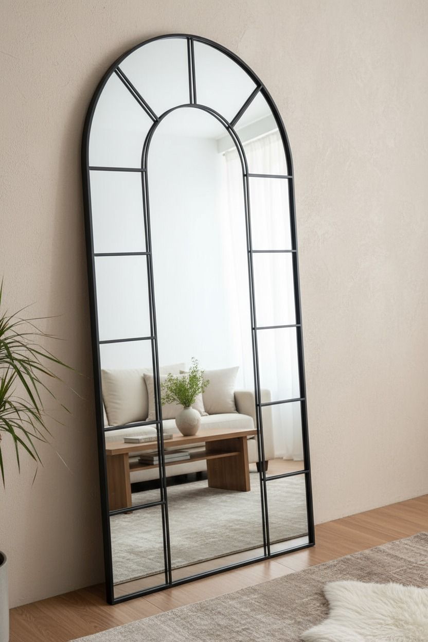 Arvane Black Window Arch Mirror