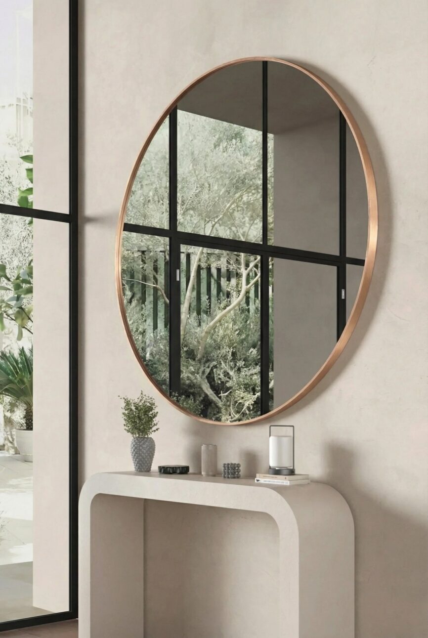 Amelia Rose Gold Round Wall Mirror