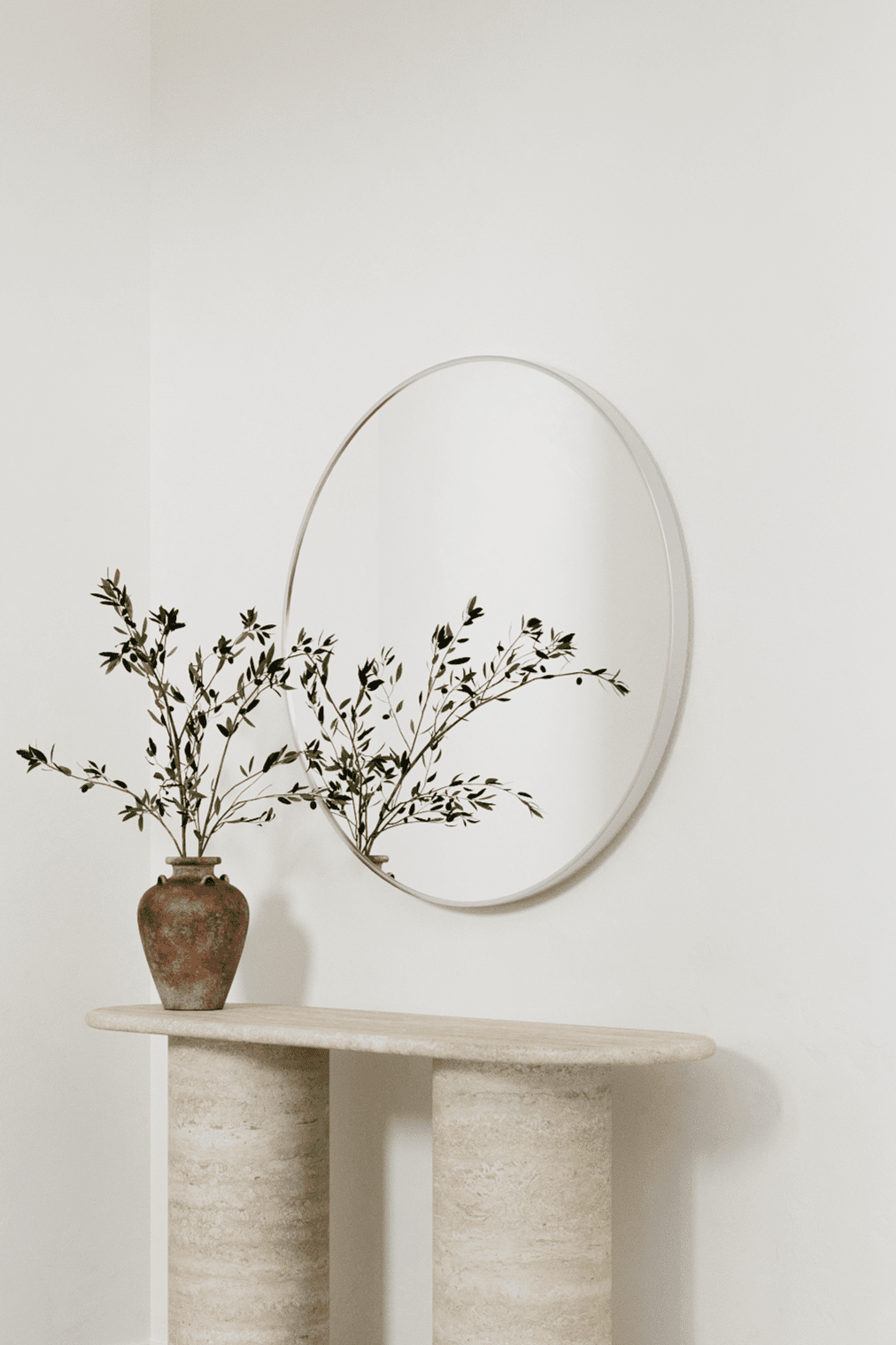 Amelia Silver Round Wall Mirror