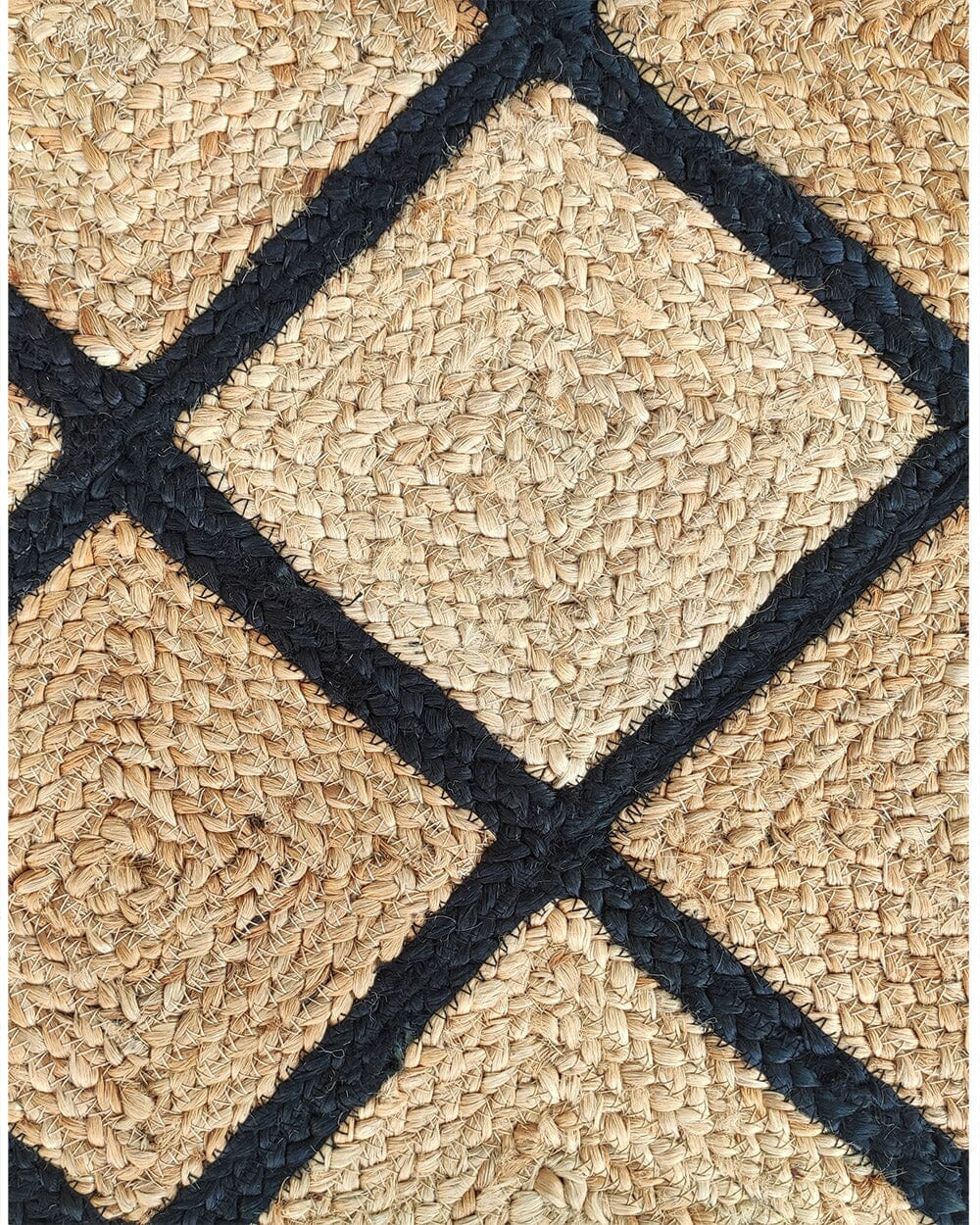 Criss Cross Elegance - Runner Black and Beige Jute Rug (80x200 CM) - Image 2