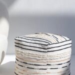 Monochrome Striped Acrowool Pouf