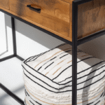 Monochrome Striped Acrowool Pouf