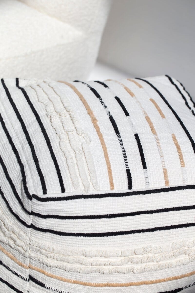 Monochrome Striped Acrowool Pouf - Image 6
