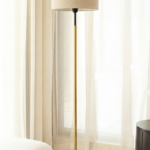Industrial Retro Tall Floor Lamp with Fabric Shade