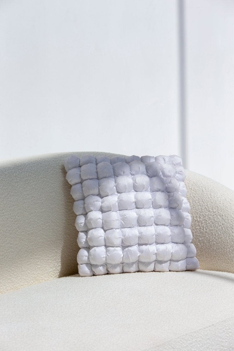 Bubbly White Polyester Cushion Cover (40x40 CM) - Image 3