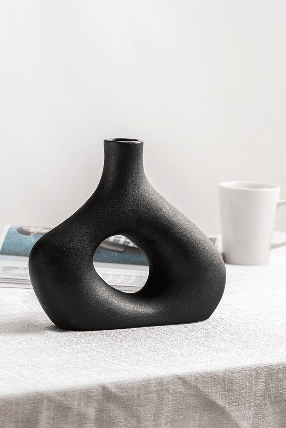 Black Ceramic Distorted Hollow Vase (23x20CM)