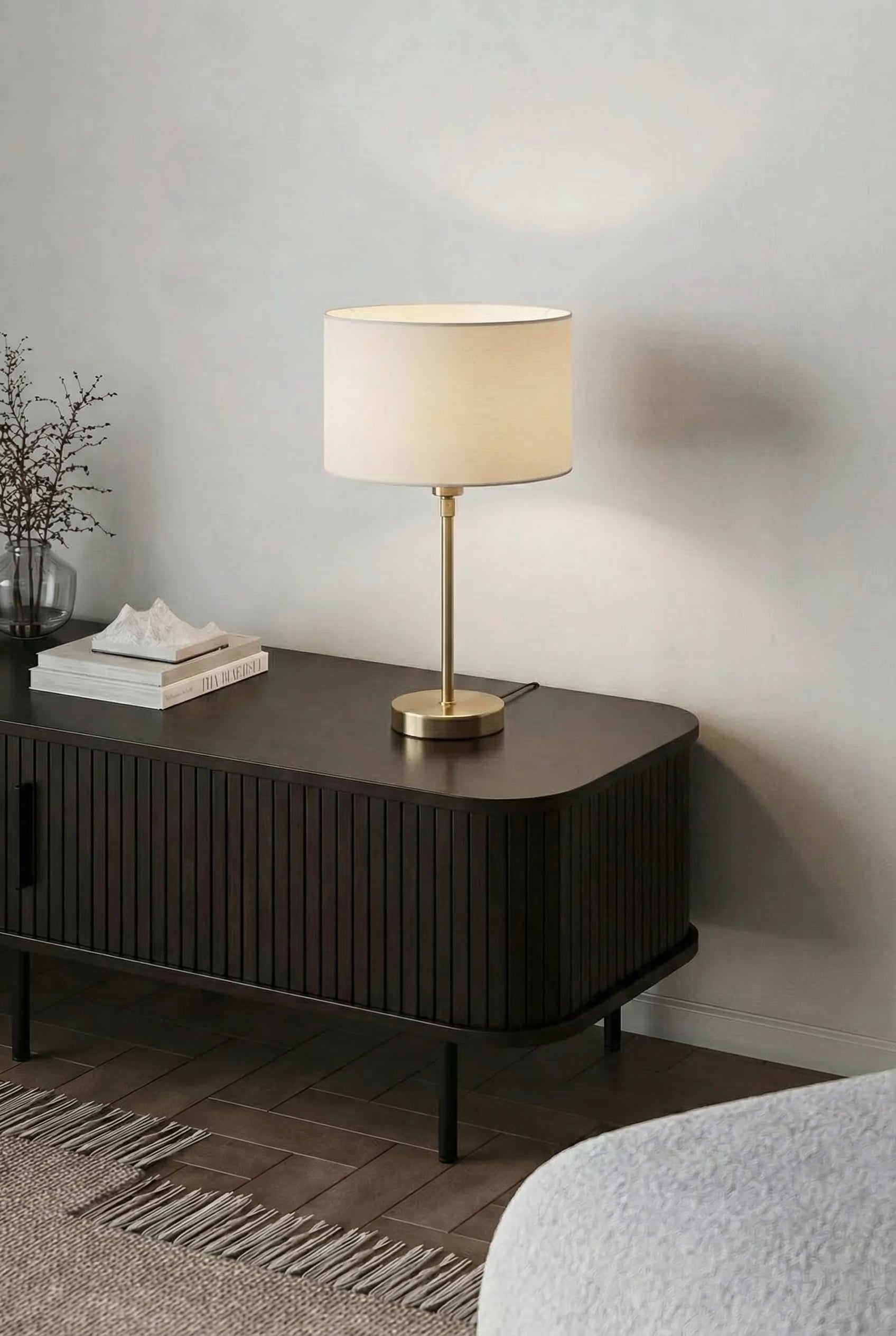 Classic Beige Fabric Table Lamp With Gold Base (45 CM)