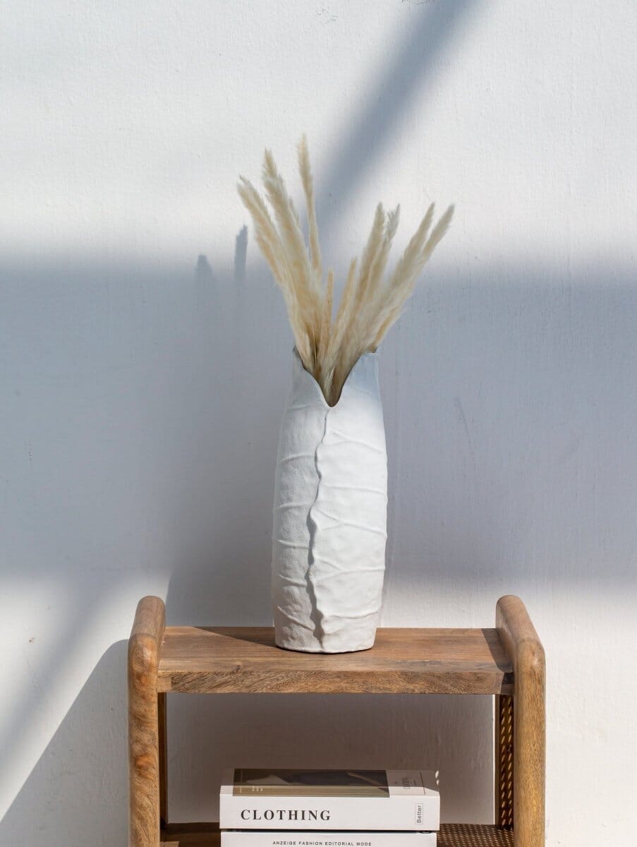 Leaf Shaped White Ceramic Vase