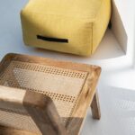 Yellow Mustard Rib Cotton Pouf