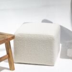 Noah Off-White Boucle Cube Pouf