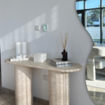 Everose Travertine Oval Top Console Table
