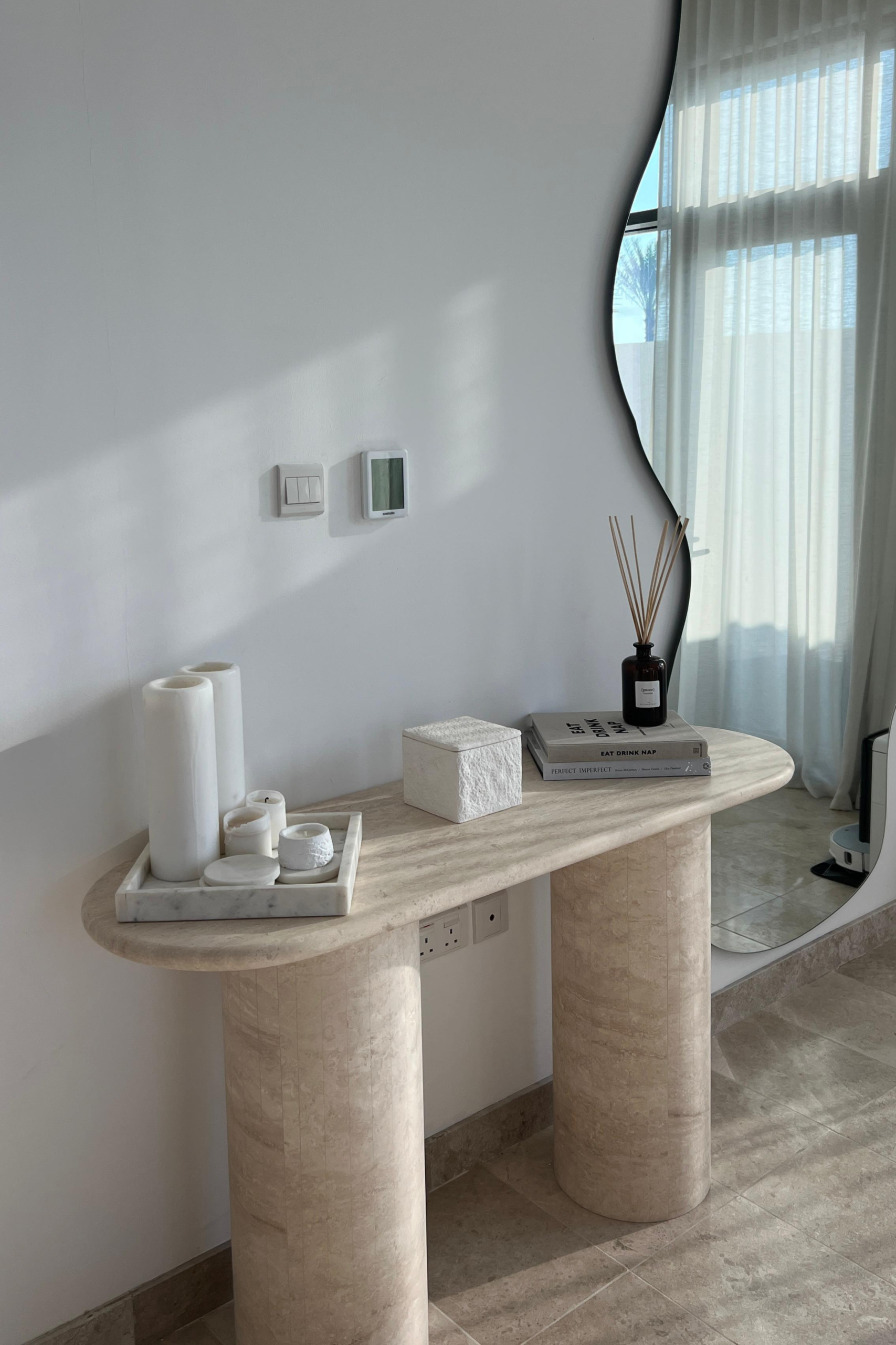 Everose Travertine Oval Top Console Table - Image 5