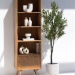 Vesira Rattan Mango Wood Bookcase/Shelves