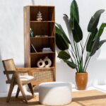 Vesira Rattan Mango Wood Bookcase/Shelves