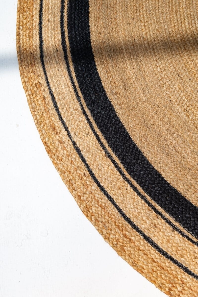 Ebony Earthshine - Natural & Black Braided Jute Round Rug (200 CM) - Image 2