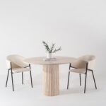 Claire Beige Travertine Round Dining Table
