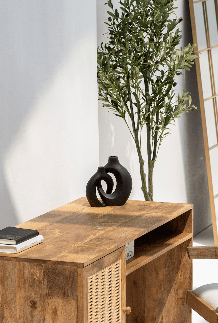 Black Ceramic Minimalist 2 in 1 Vase (21x23 CM) - Image 2