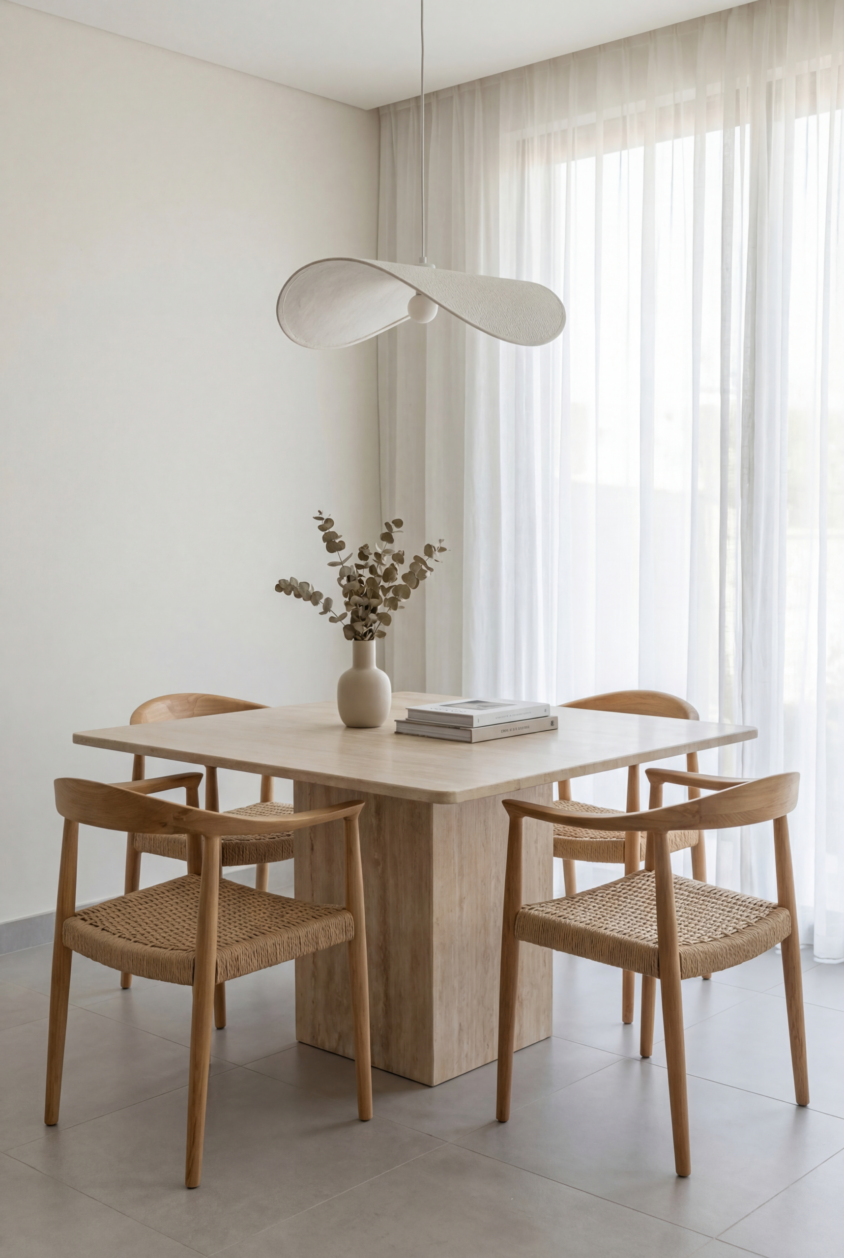 Noren Travertine Square Top Dining Table