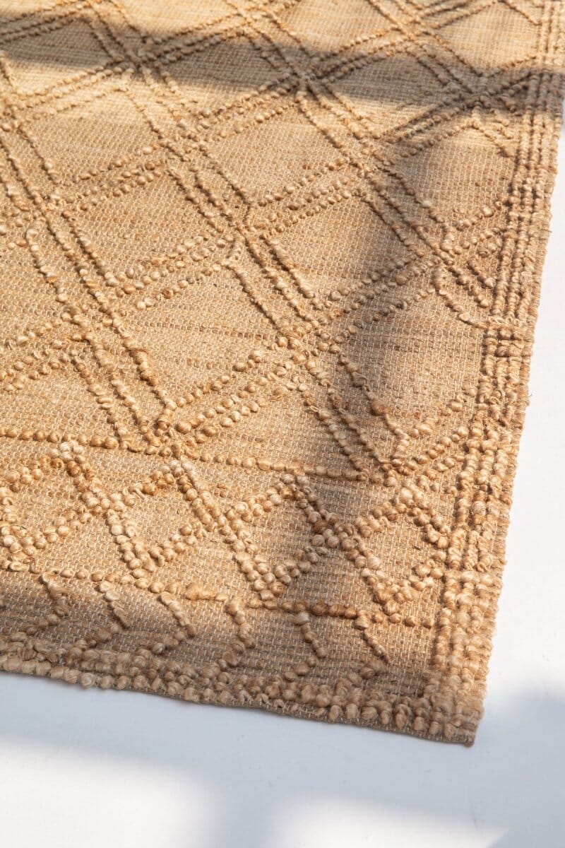 Earthly Elegance - Natural Color Jute with 3D Diamond Pattern