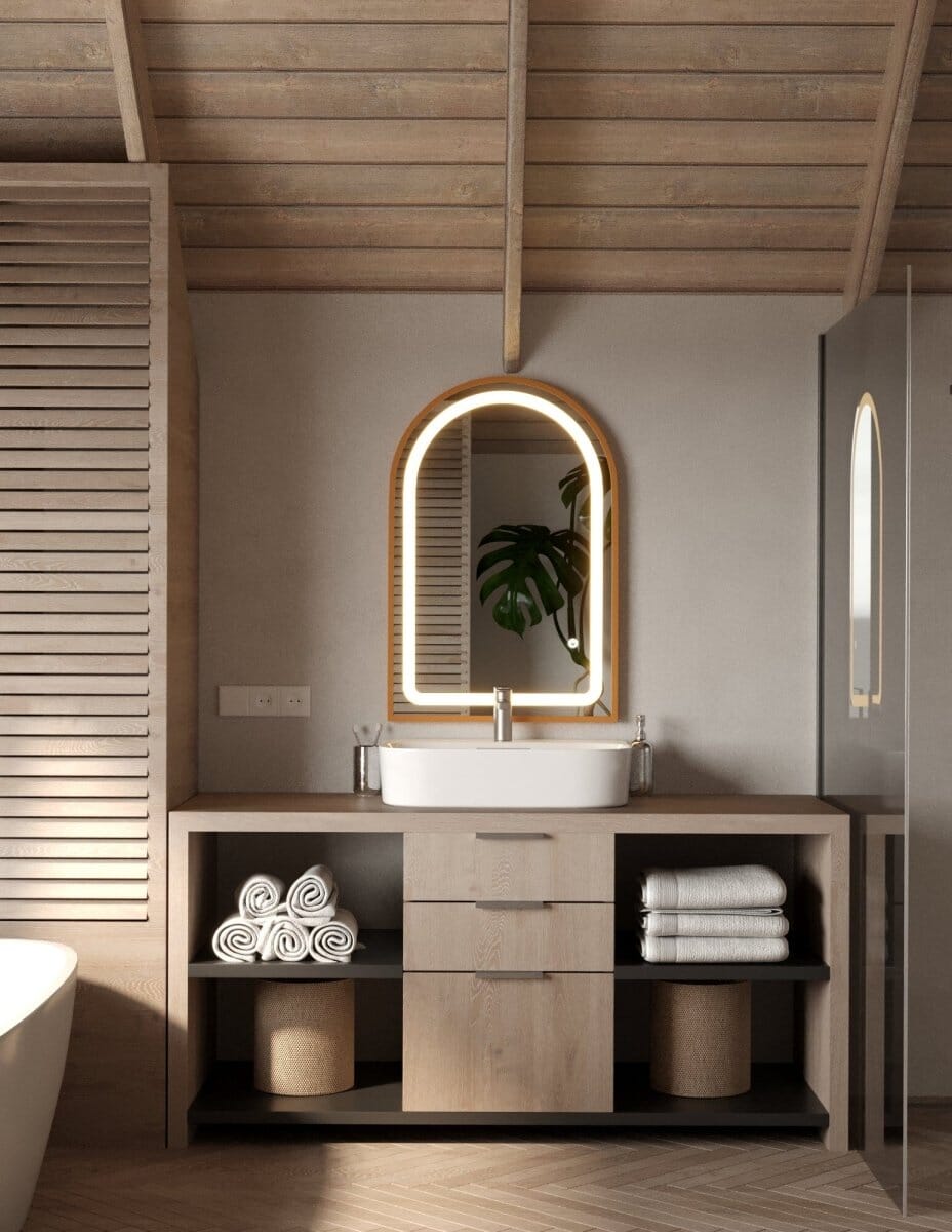 Delisse Gold Arch Wall Mirror with LED Light - Image 2