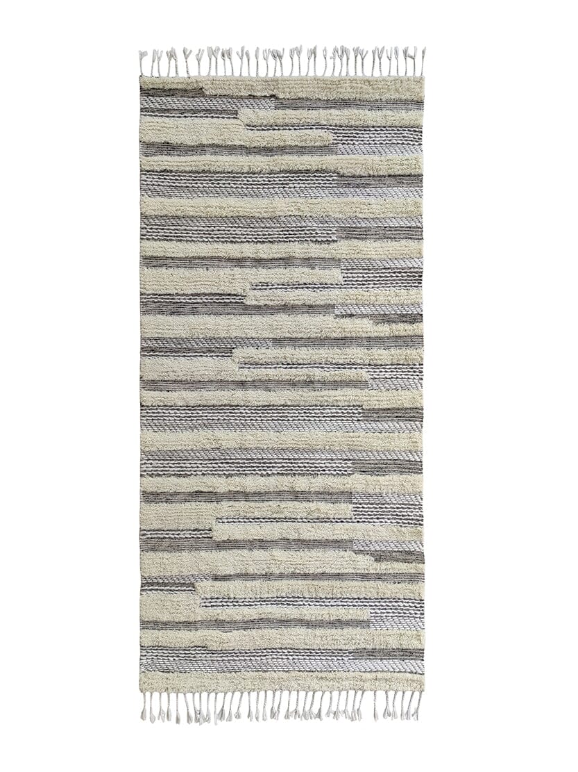Vibrant Multicolored Beige and Brown Woven Rug