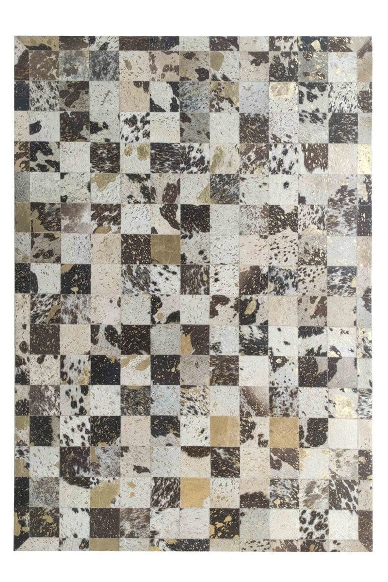 Checkered Pattern Multi - Color Leather Rug