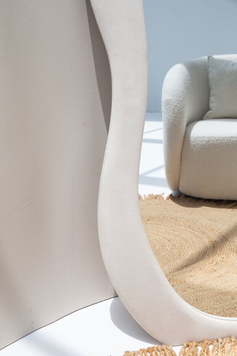 Roxana Off-White Squiggly Flannelette Floor Mirror - Image 2