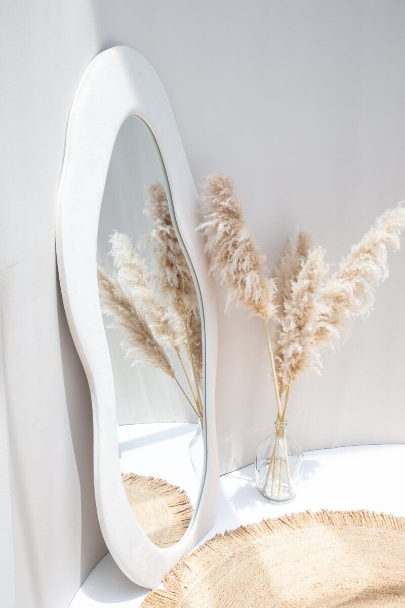 Roxana Off-White Squiggly Flannelette Floor Mirror - Image 3