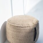 Beige Wool & Cotton Pouf