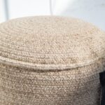 Beige Wool & Cotton Pouf