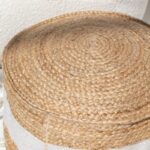 White Natural Jute & Cotton Pouf