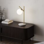 White Globe Table Lamp with Marble Base