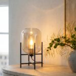 Toren Glass Table Lamp with Black Legs