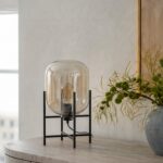 Toren Glass Table Lamp with Black Legs