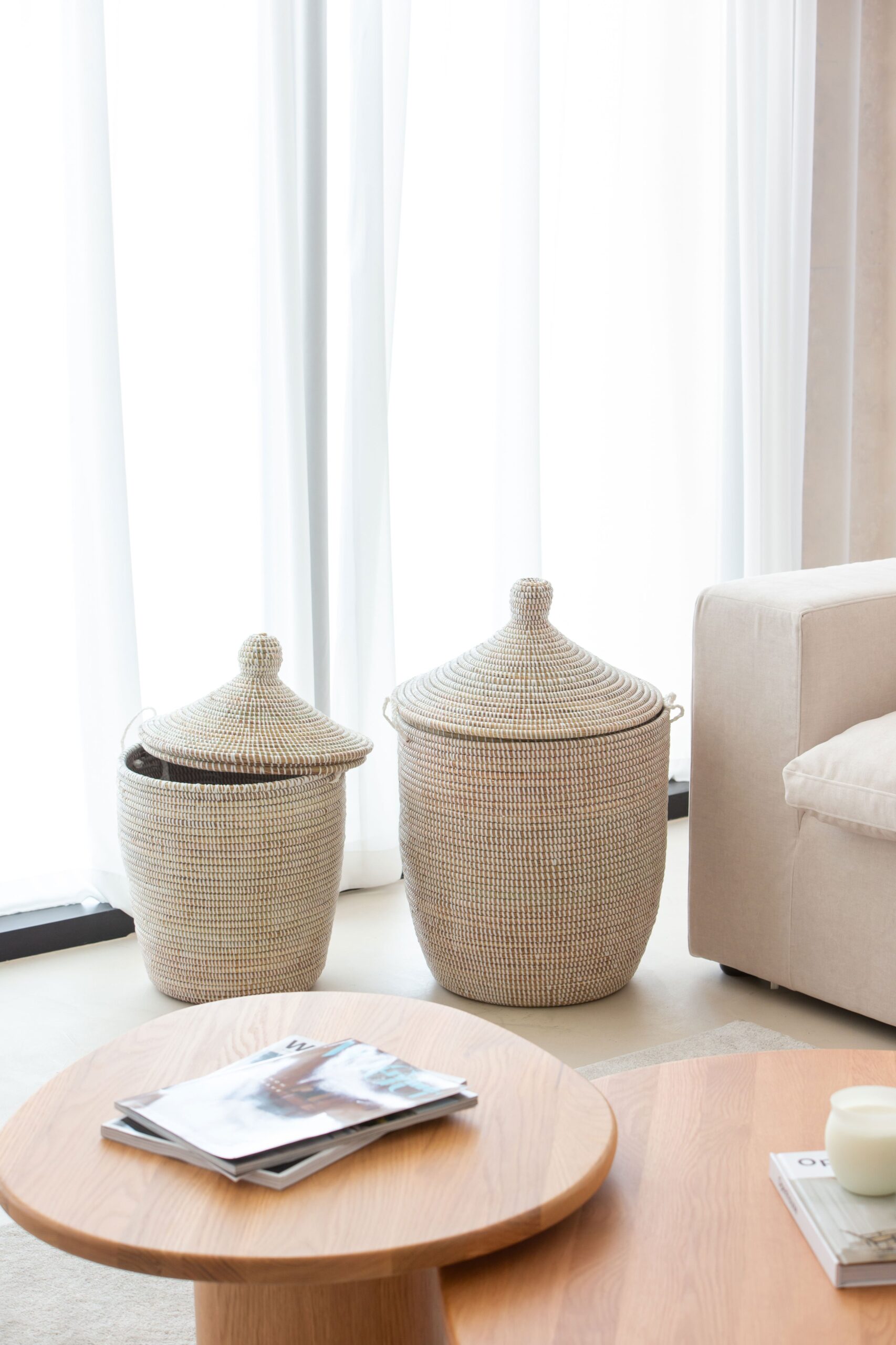 Maisha White Classic Handmade Basket