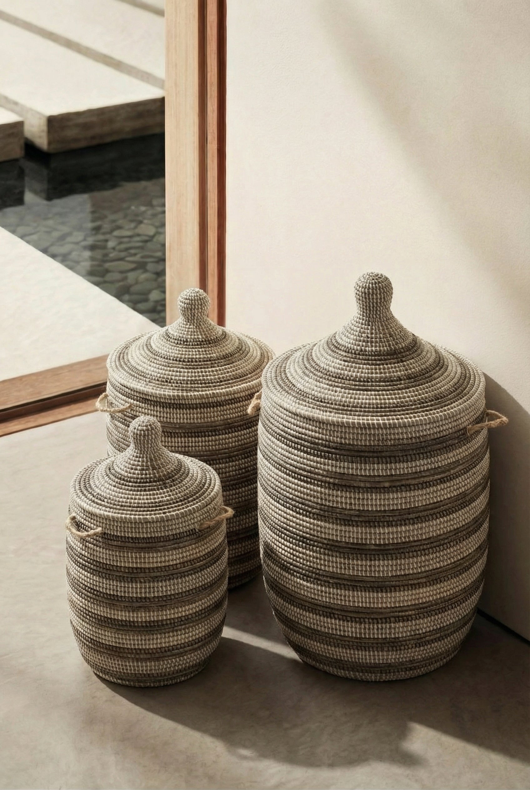 Maisha Black & White Classic Handmade Basket