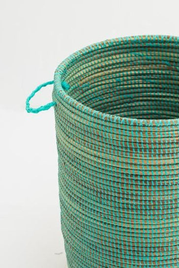 Maisha Turquoise Classic Handmade Basket - Image 2