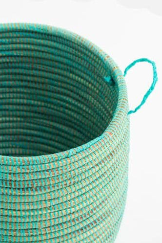 Maisha Turquoise Classic Handmade Basket - Image 3