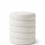 Sevil Off White Boucle Layers Storage Pouf