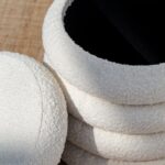 Sevil Off White Boucle Layers Storage Pouf