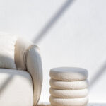 Sevil Off White Boucle Layers Storage Pouf