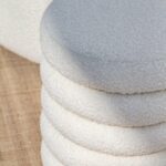 Sevil Off White Boucle Layers Storage Pouf