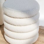 Sevil Off White Boucle Layers Storage Pouf