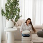 Sevil Off White Boucle Layers Storage Pouf