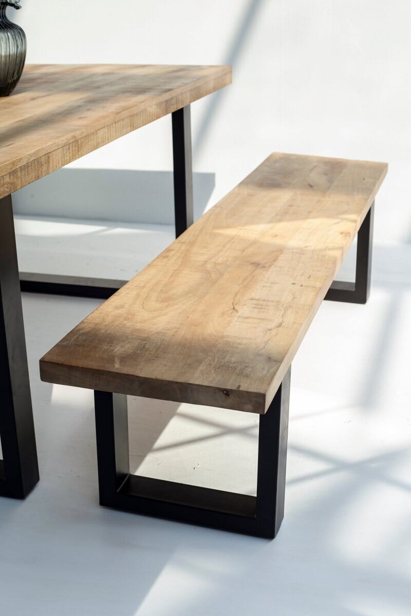 Noriel Mango Wood Industrial Design Bench - Image 7