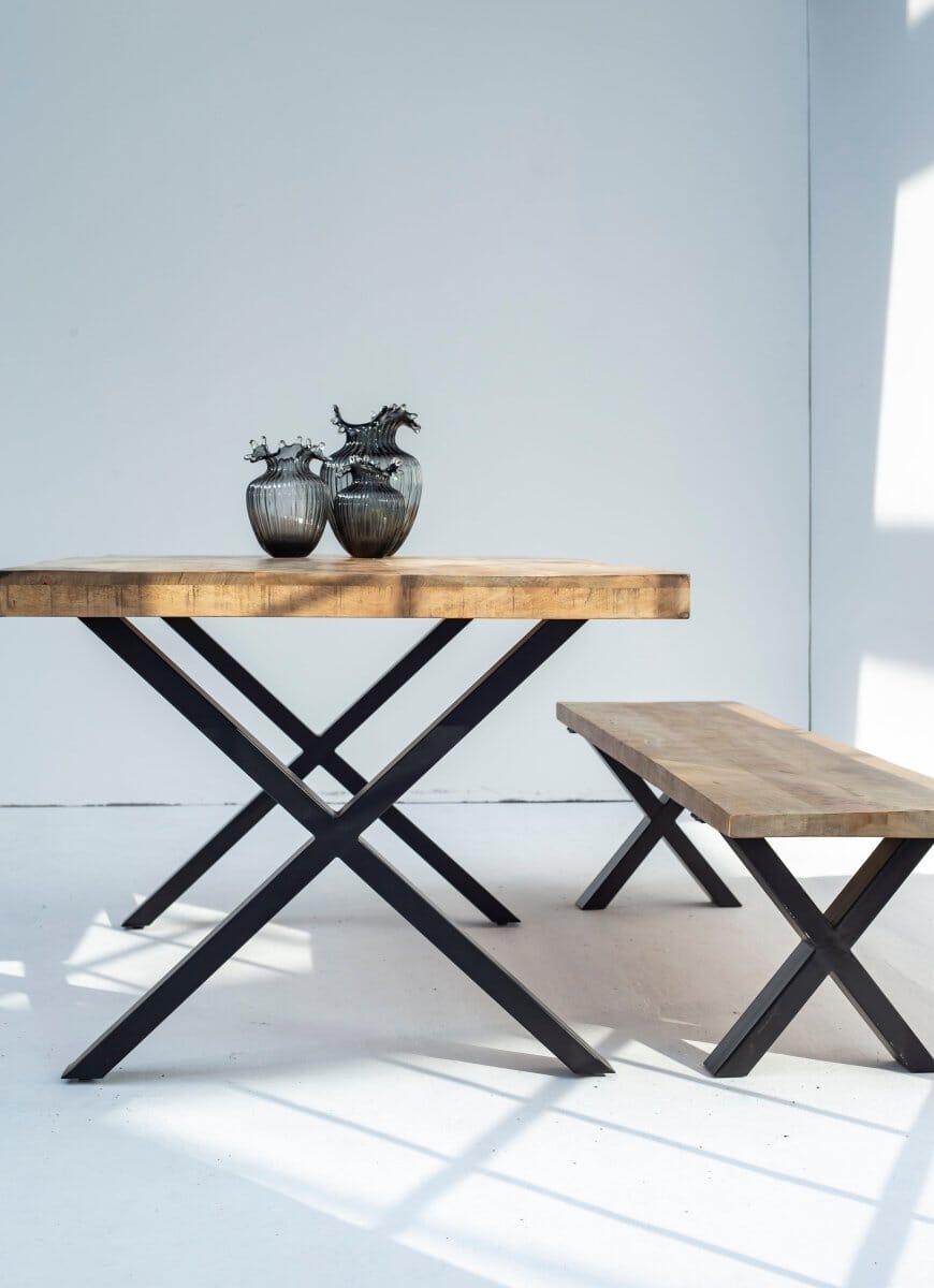 Noriel Mango Wood Industrial Design Bench - Image 9