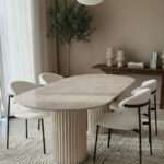 Valeria Travertine Oval Top Dining Table