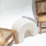 Rumi Off White Boucle Arch Ottoman (60x45 CM)