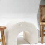 Rumi Off White Boucle Arch Ottoman (60x45 CM)